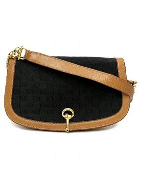 Gucci Horsebit GG Shoulder Bag Canvas Leather